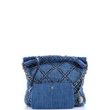22 Chain Hobo Quilted Stitched Denim Small