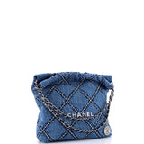 22 Chain Hobo Quilted Stitched Denim Small