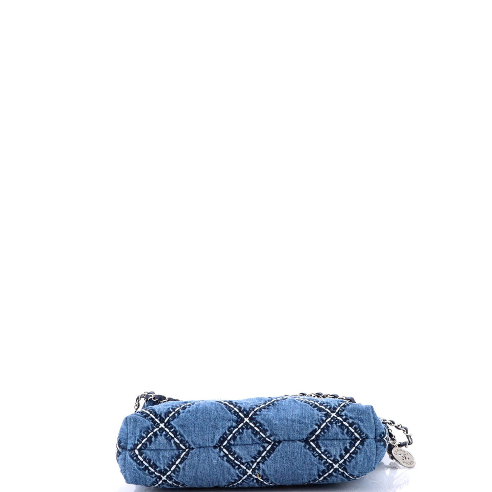 22 Chain Hobo Quilted Stitched Denim Small