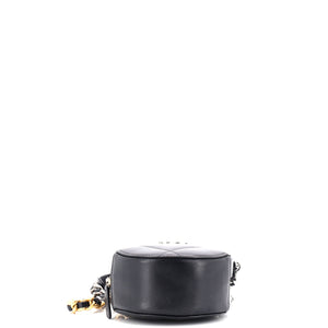 19 Round Clutch with Chain Quilted Leather
