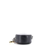 19 Round Clutch with Chain Quilted Leather