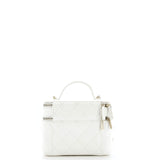 Double Decker Vanity Case with Chain Quilted Shiny Lambskin Small