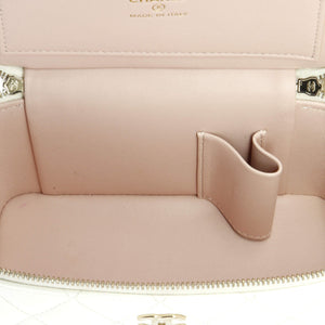 Double Decker Vanity Case with Chain Quilted Shiny Lambskin Small
