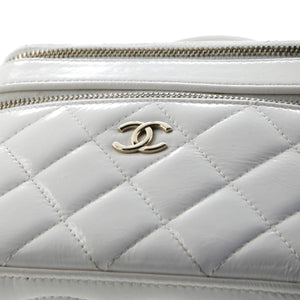 Double Decker Vanity Case with Chain Quilted Shiny Lambskin Small