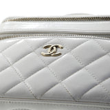 Double Decker Vanity Case with Chain Quilted Shiny Lambskin Small