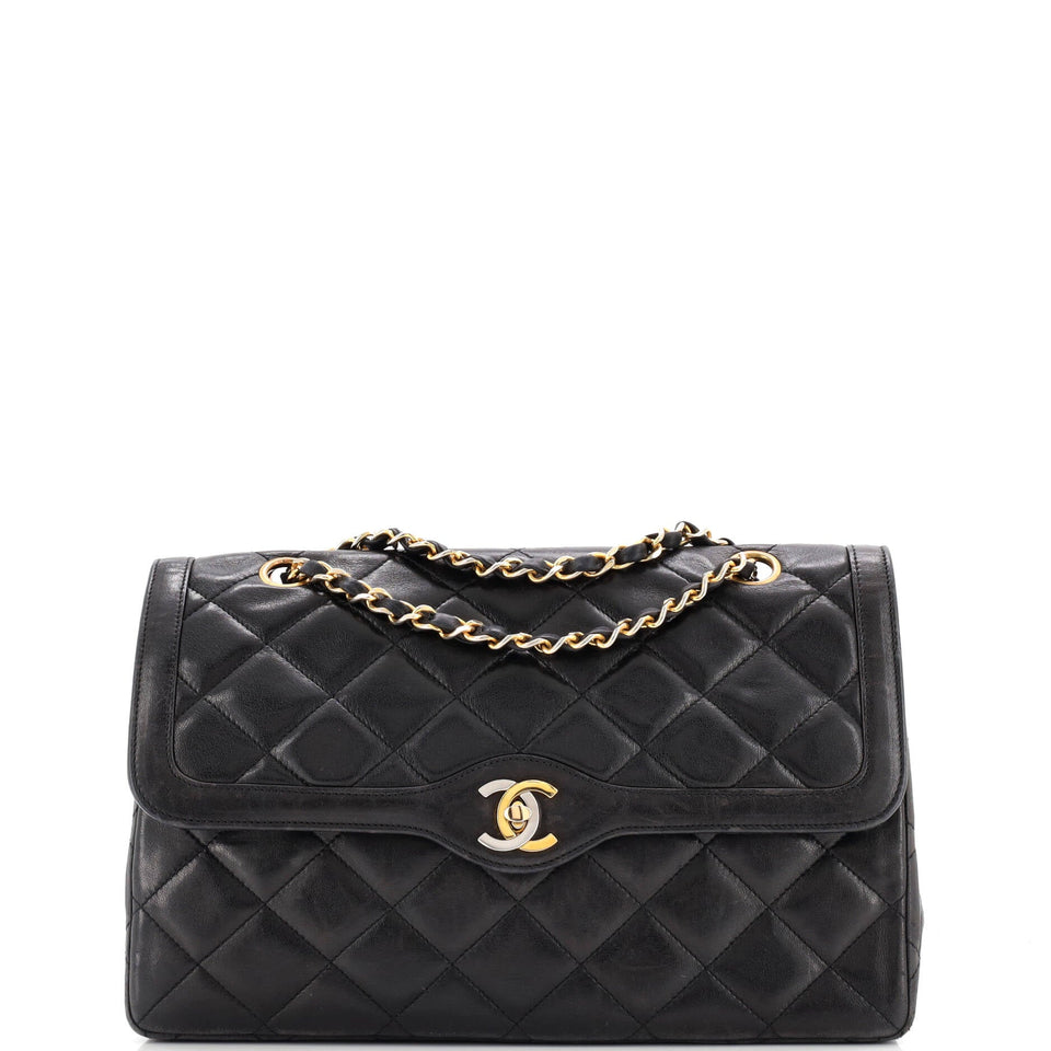 Vintage Two Tone CC Flap Bag Quilted Lambskin Medium