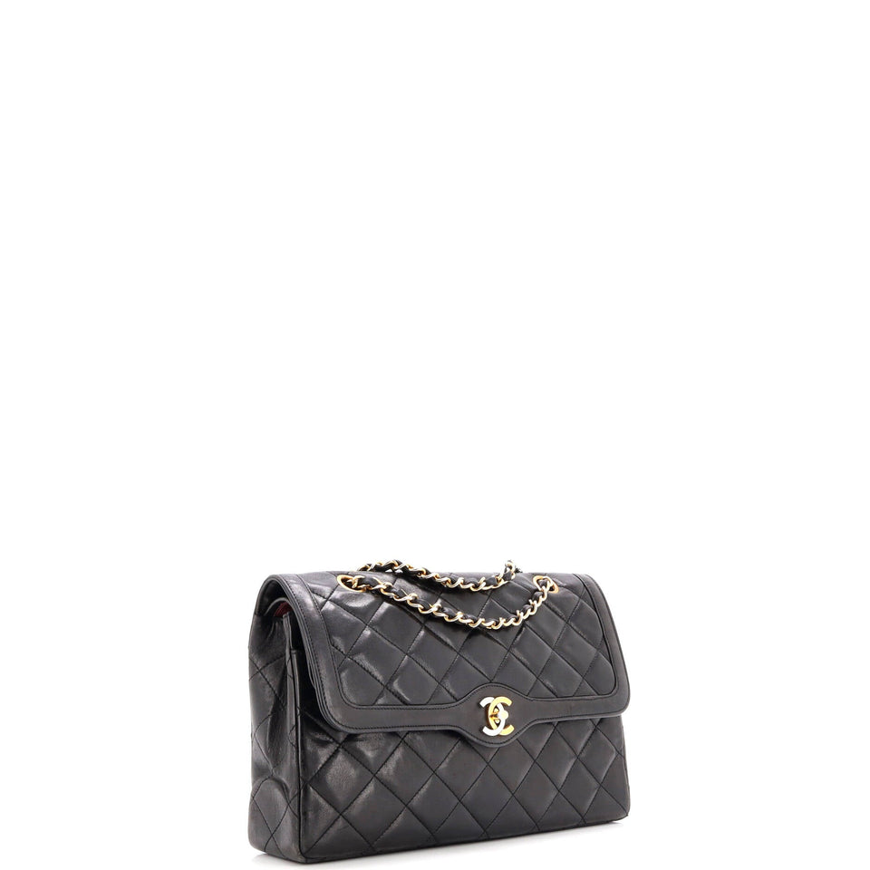 Vintage Two Tone CC Flap Bag Quilted Lambskin Medium