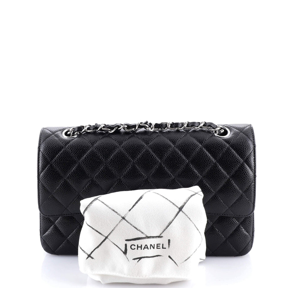 Classic Double Flap Bag Quilted Caviar Medium