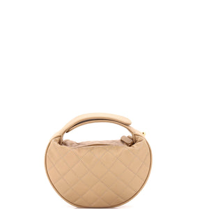 Double Chain Bow Hobo Pouch Quilted Caviar Mini