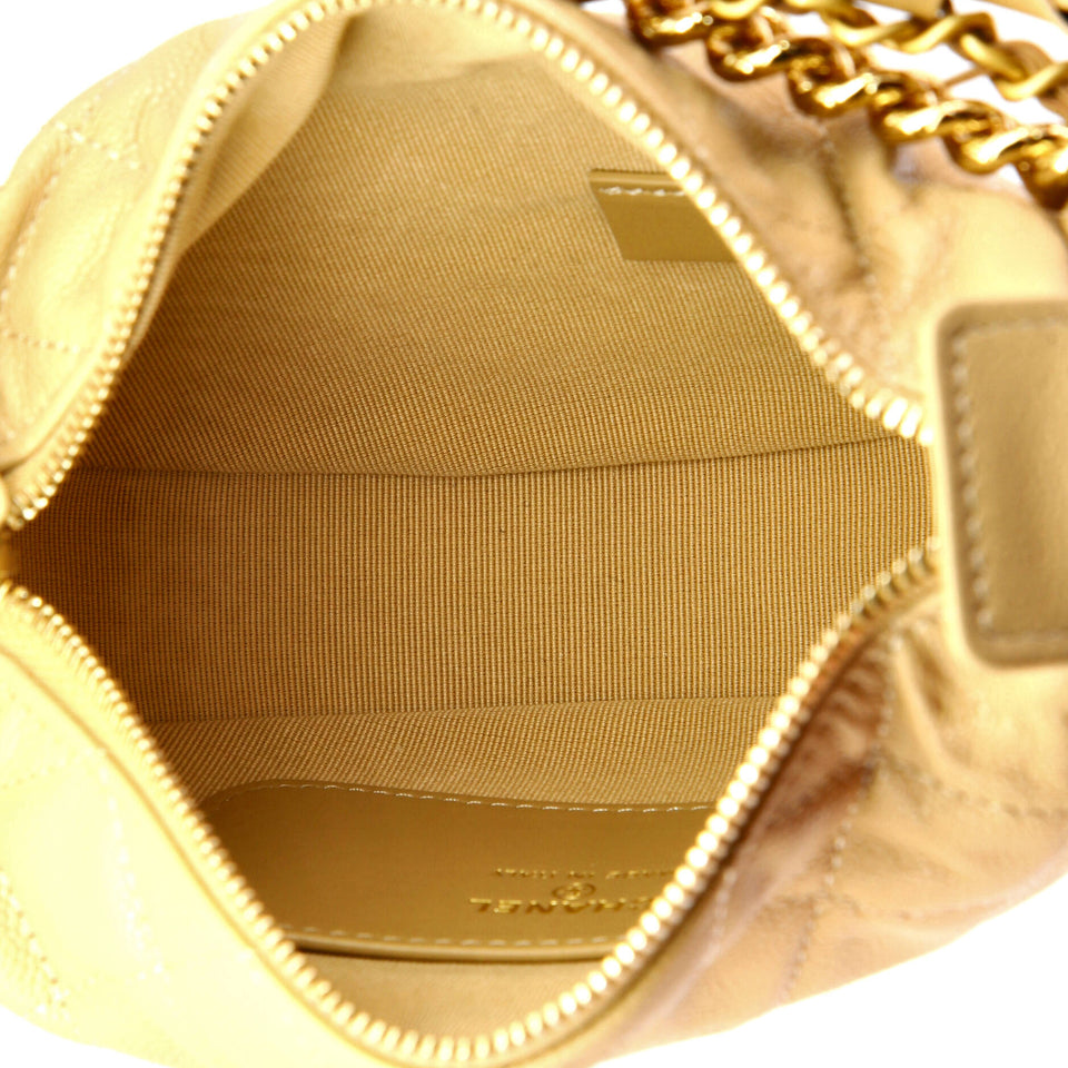 Double Chain Bow Hobo Pouch Quilted Caviar Mini