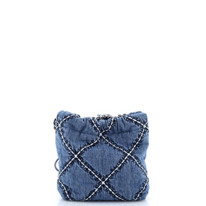 22 Chain Hobo Quilted Stitched Denim Mini