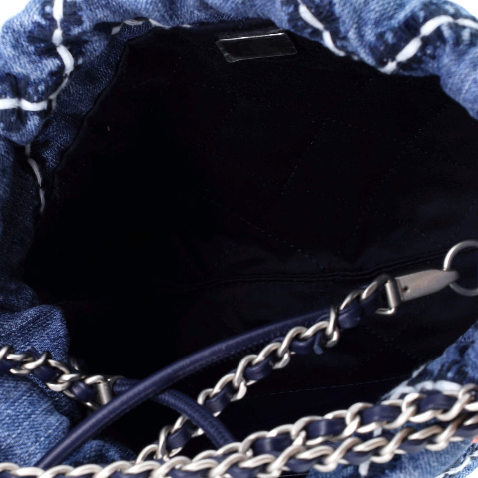 22 Chain Hobo Quilted Stitched Denim Mini