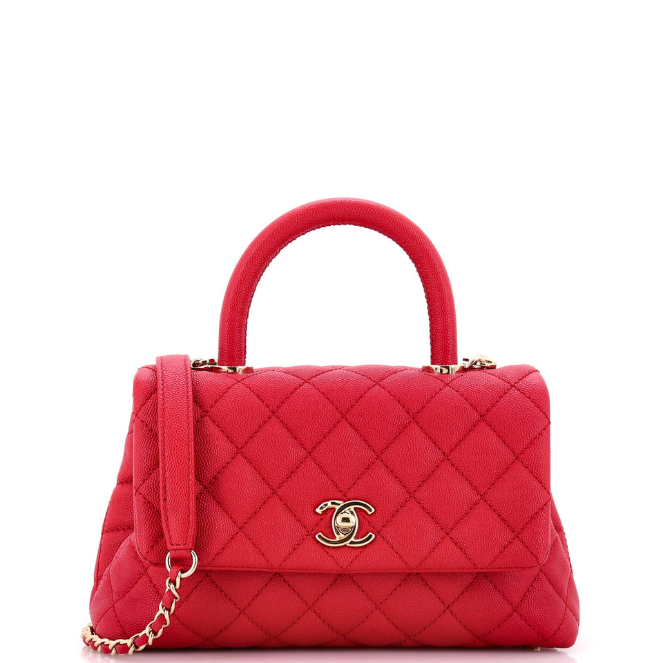 Coco Top Handle Bag Quilted Caviar Mini
