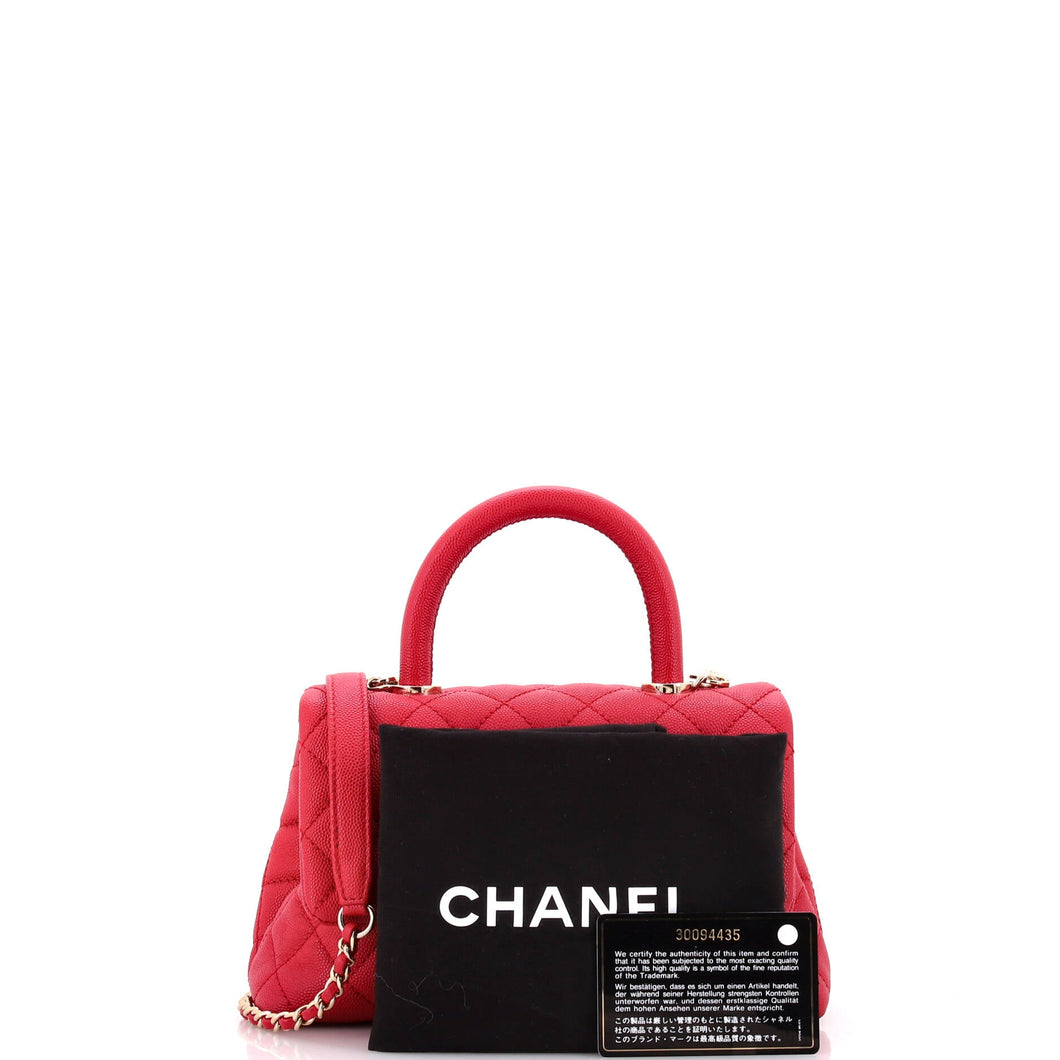 Coco Top Handle Bag Quilted Caviar Mini