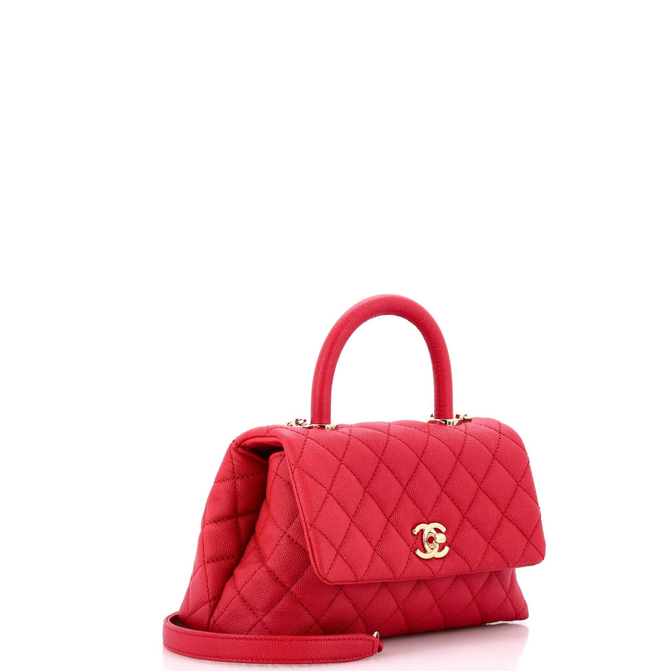 Coco Top Handle Bag Quilted Caviar Mini