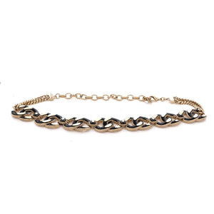 Multiple CC Choker Necklace Metal with Enamel and Crystals