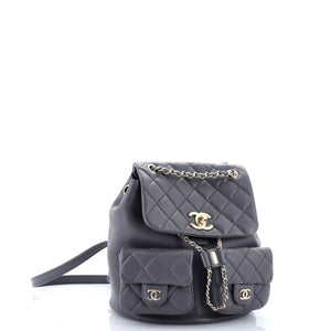 Duma Pockets Drawstring Backpack Quilted Caviar Small