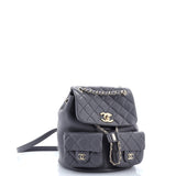 Duma Pockets Drawstring Backpack Quilted Caviar Small