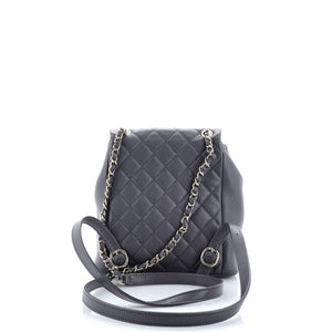 Duma Pockets Drawstring Backpack Quilted Caviar Small