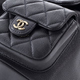 Duma Pockets Drawstring Backpack Quilted Caviar Small