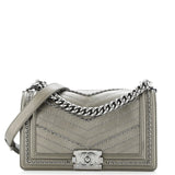 Boy Flap Bag Chevron Embellished Crumpled Calfskin Old Medium