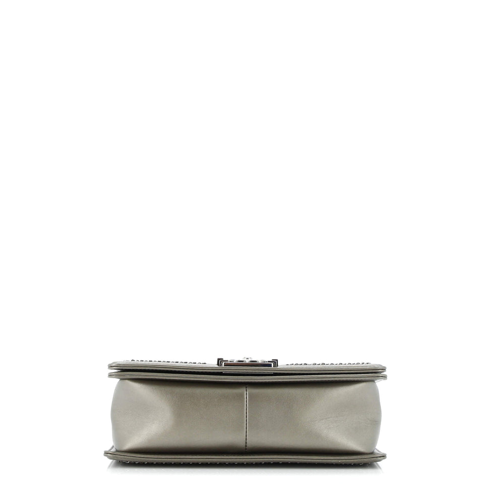 Boy Flap Bag Chevron Embellished Crumpled Calfskin Old Medium