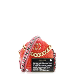 19 Round Clutch with Chain Quilted Tweed
