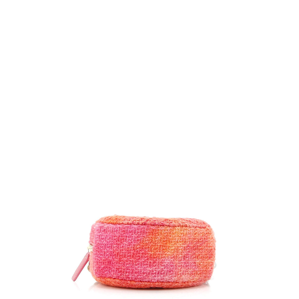 19 Round Clutch with Chain Quilted Tweed