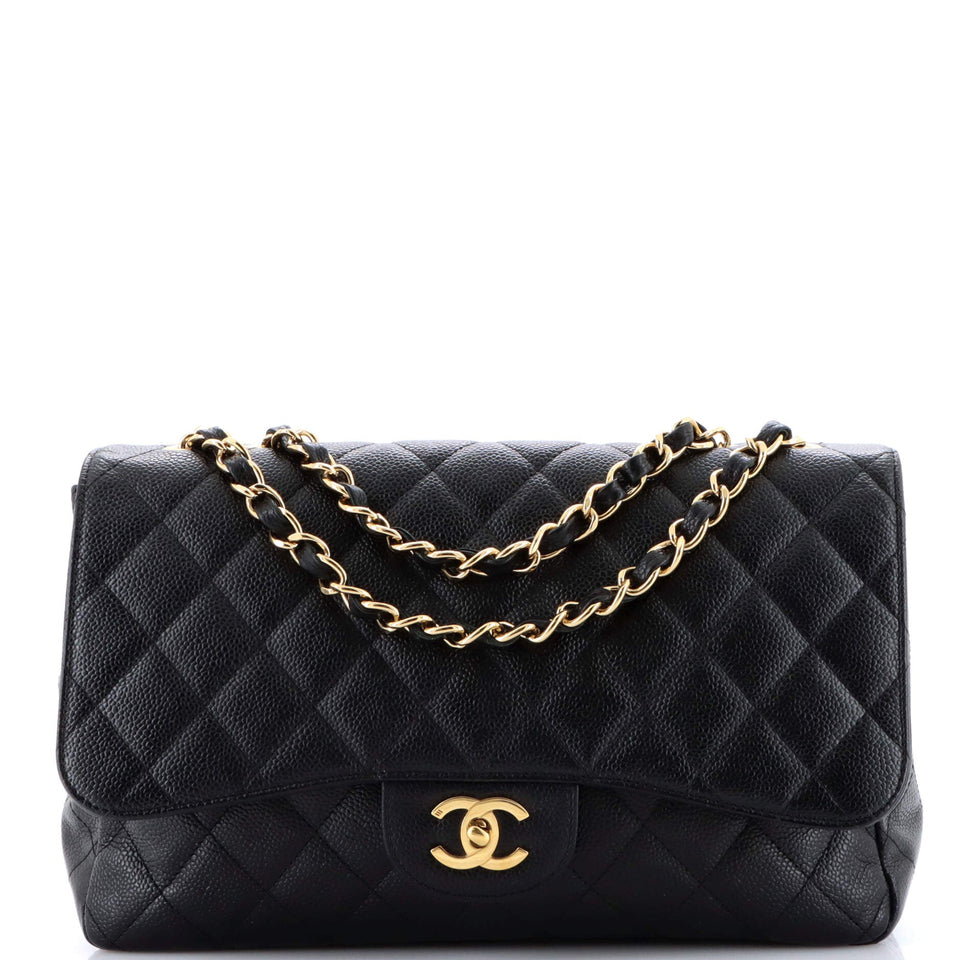 Classic Single Flap Bag Quilted Caviar Jumbo