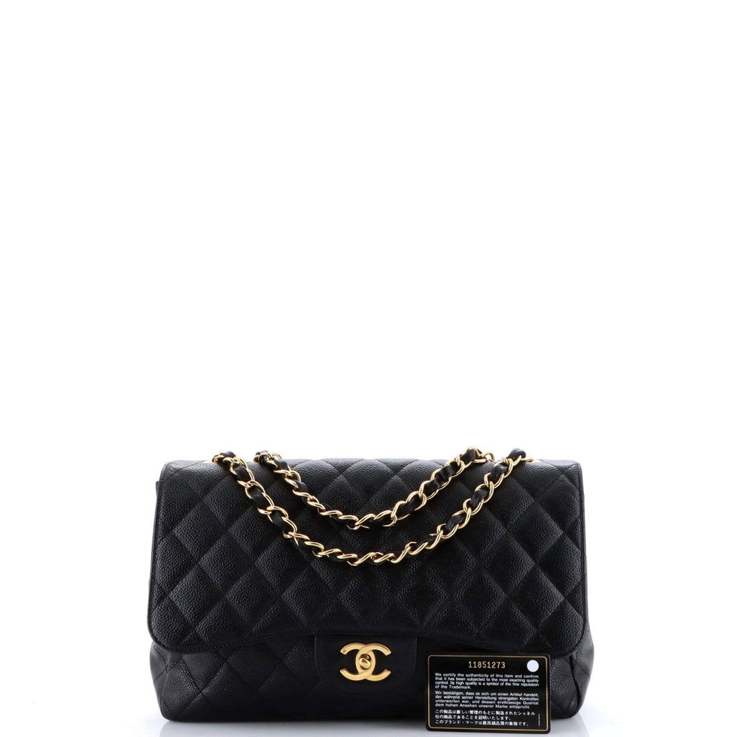 Classic Single Flap Bag Quilted Caviar Jumbo