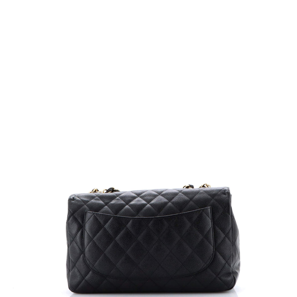 Classic Single Flap Bag Quilted Caviar Jumbo
