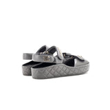Women's Logo Velcro Strap Wedge Sandals Quilted Leather