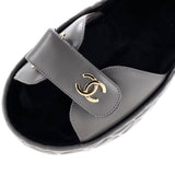 Women's Logo Velcro Strap Wedge Sandals Quilted Leather