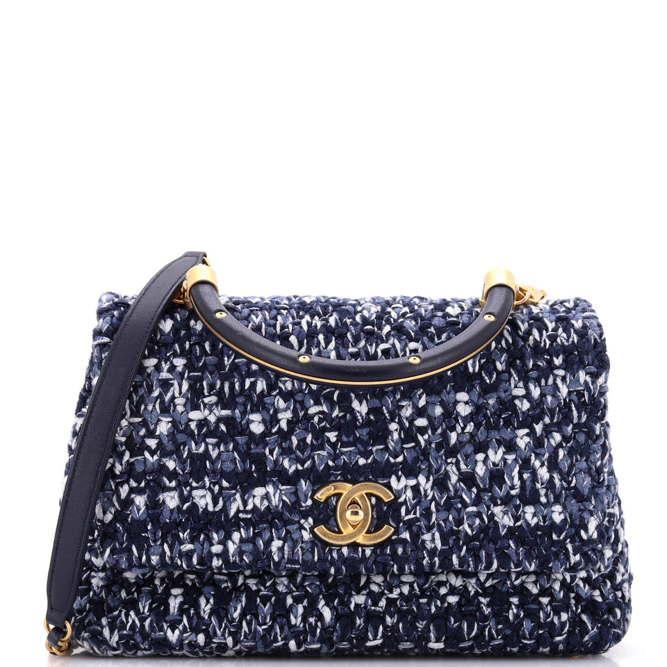 Coco Top Handle Bag Crochet with Lambskin Small