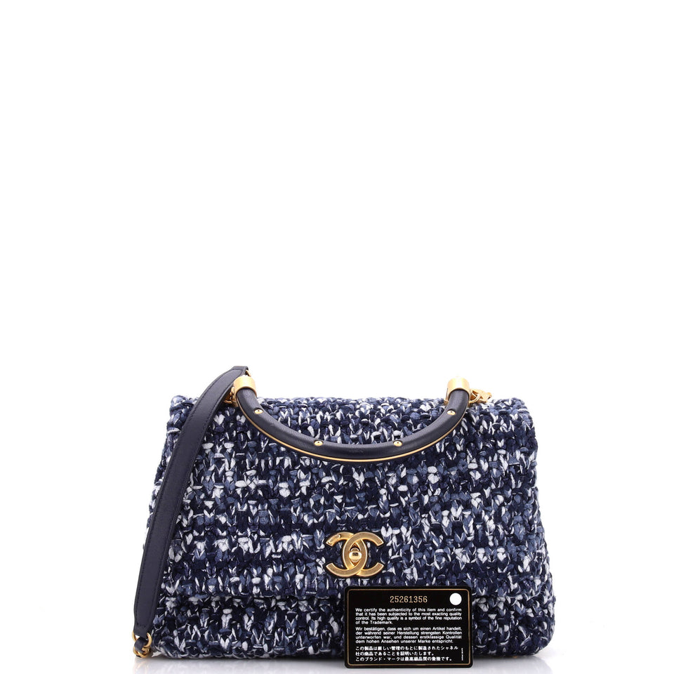 Coco Top Handle Bag Crochet with Lambskin Small