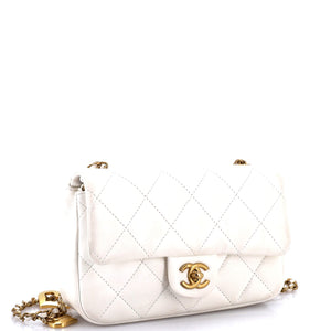 Heart Charms Flap Bag Quilted Lambskin Mini