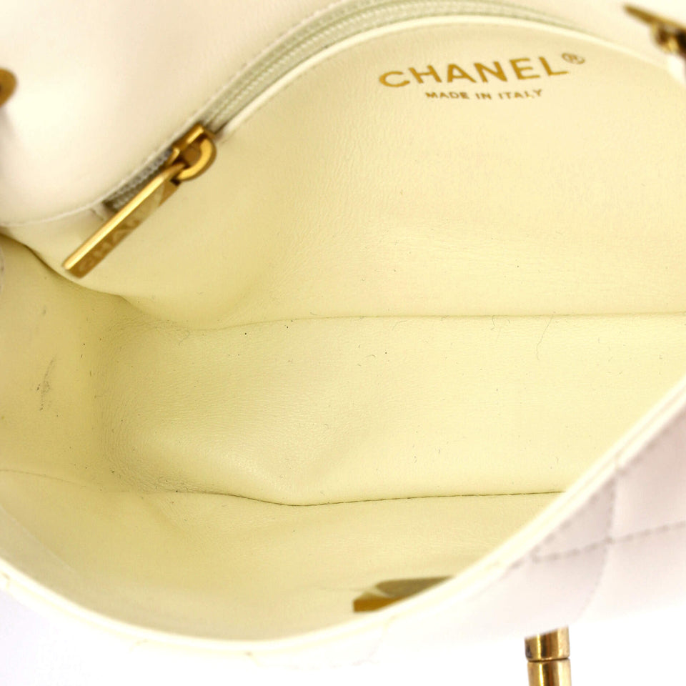 Heart Charms Flap Bag Quilted Lambskin Mini