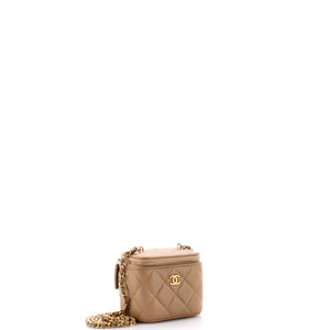 Pearl Crush Vanity Case with Chain Quilted Lambskin Mini
