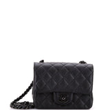 So Black Square Classic Single Flap Bag Quilted Crumpled Calfskin Mini