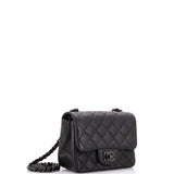 So Black Square Classic Single Flap Bag Quilted Crumpled Calfskin Mini