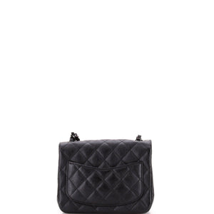 So Black Square Classic Single Flap Bag Quilted Crumpled Calfskin Mini