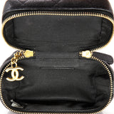 Top Handle Zip Around Vanity Case with Chain Quilted Caviar Mini