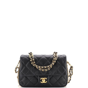 Coco You Chain Flap Bag Quilted Caviar Mini