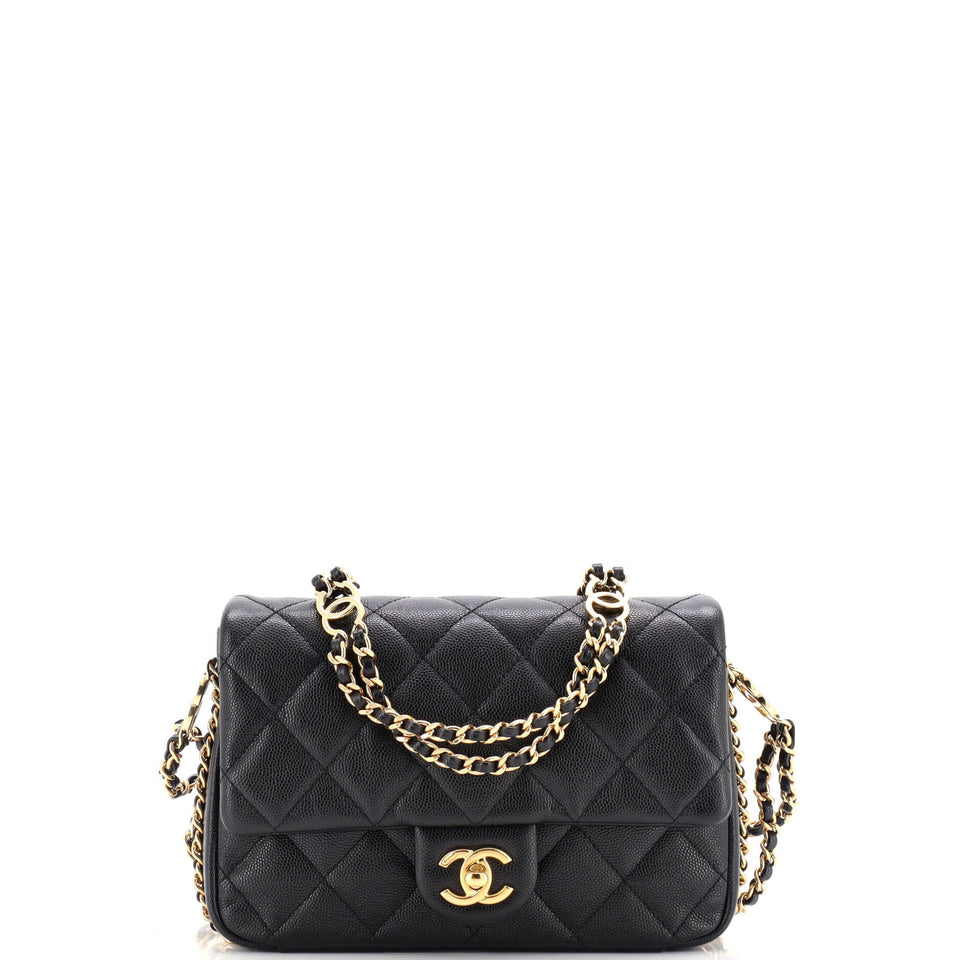 Coco You Chain Flap Bag Quilted Caviar Mini