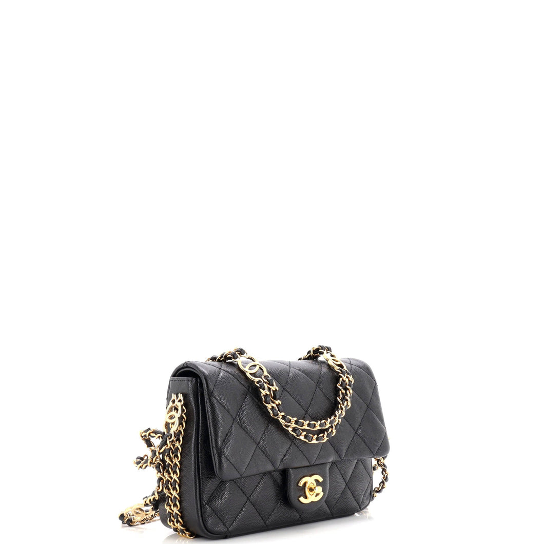 Coco You Chain Flap Bag Quilted Caviar Mini
