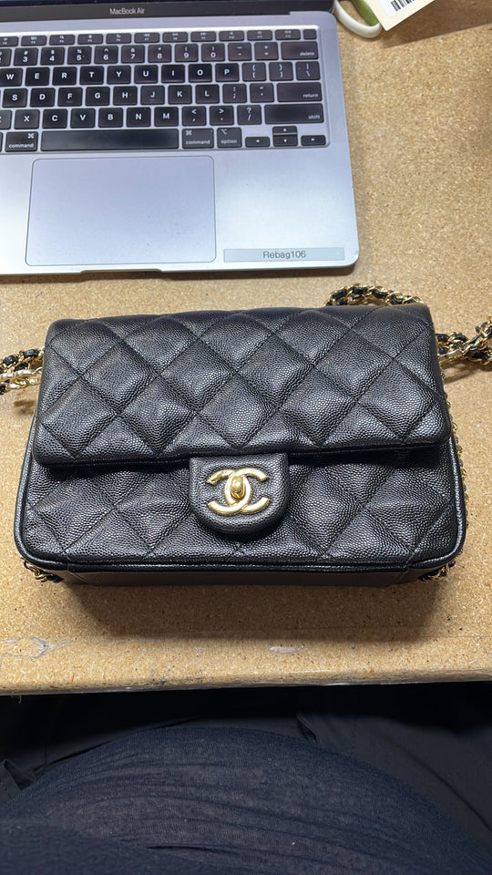 Coco You Chain Flap Bag Quilted Caviar Mini
