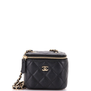 Classic Vanity Case with Chain Quilted Caviar Mini