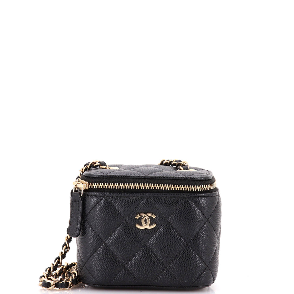 Classic Vanity Case with Chain Quilted Caviar Mini