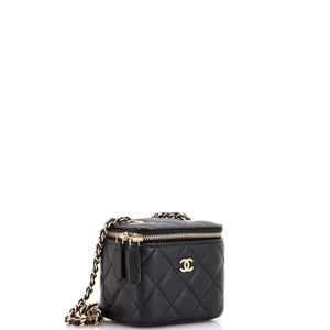Classic Vanity Case with Chain Quilted Caviar Mini