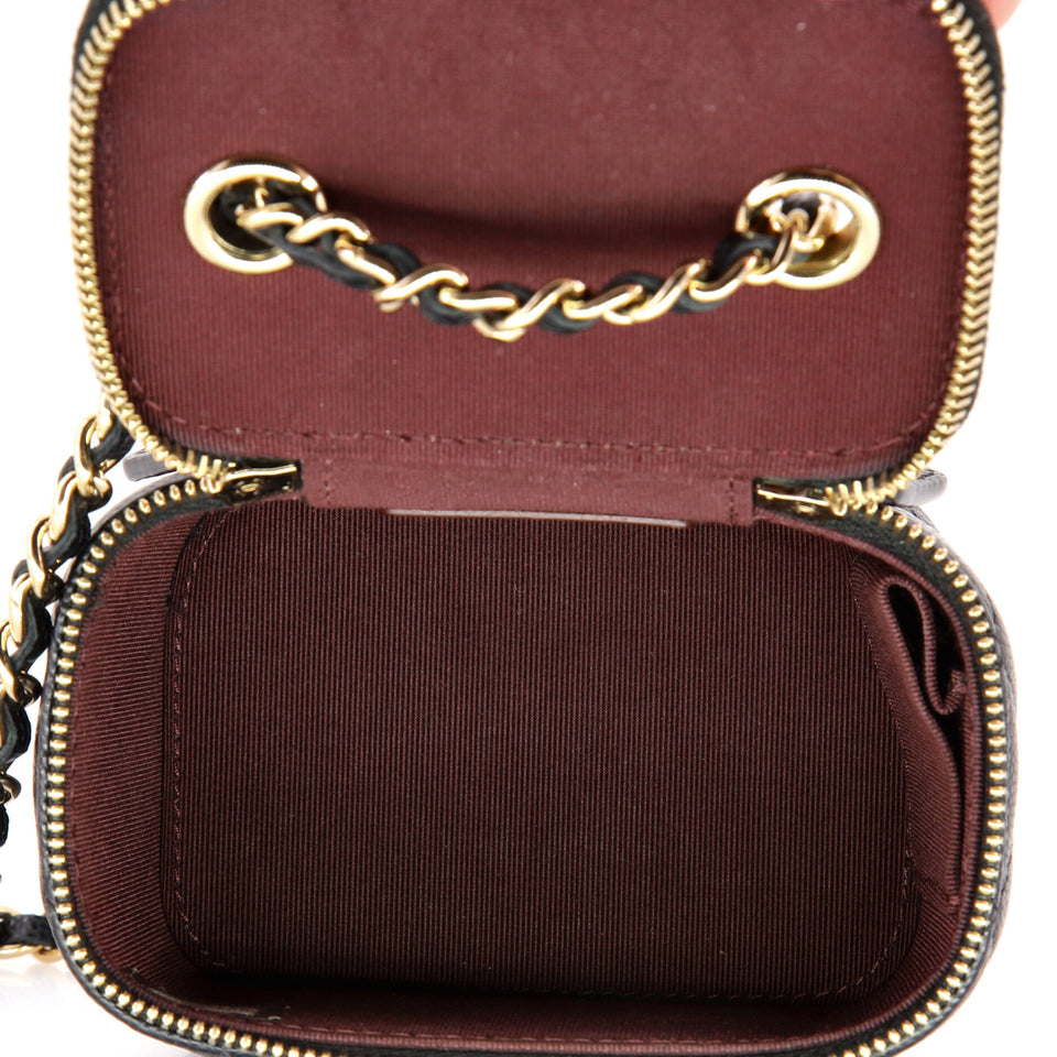 Classic Vanity Case with Chain Quilted Caviar Mini